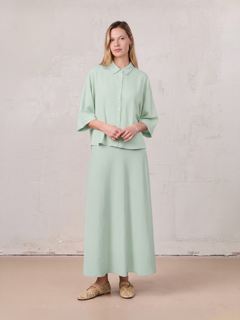 Crinkle Skirt 37"-Mint Green