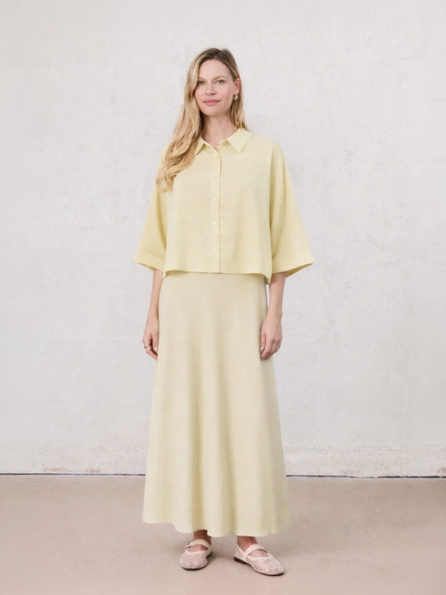 Crinkle Skirt 37"-Pale Yellow