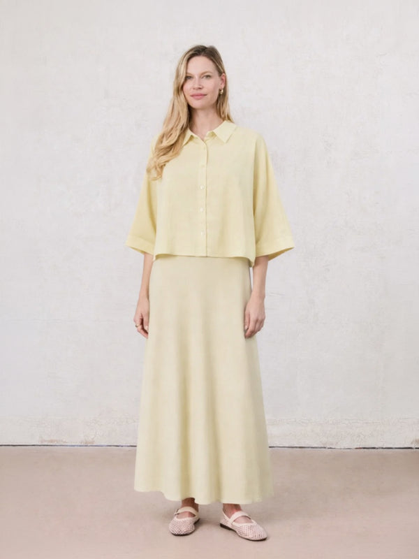Crinkle Skirt 37"-Pale Yellow