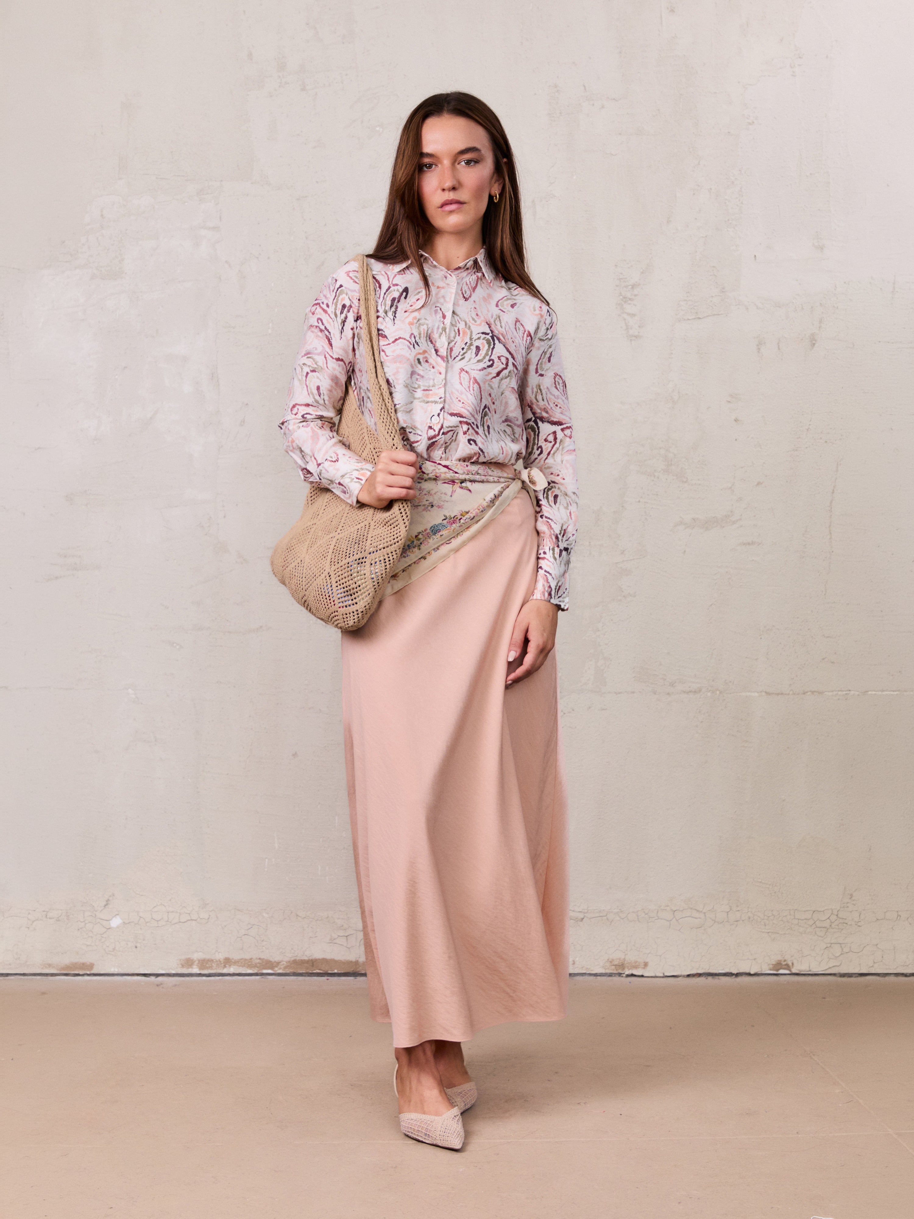 Crinkle Skirt 37"-Peach