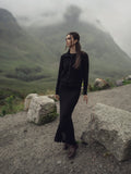 Crochet Knit Skirt-Black