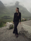 Crochet Ruffle Cardigan-Black