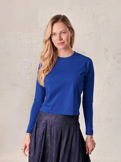 Cropped Boxy Tee-Cobalt