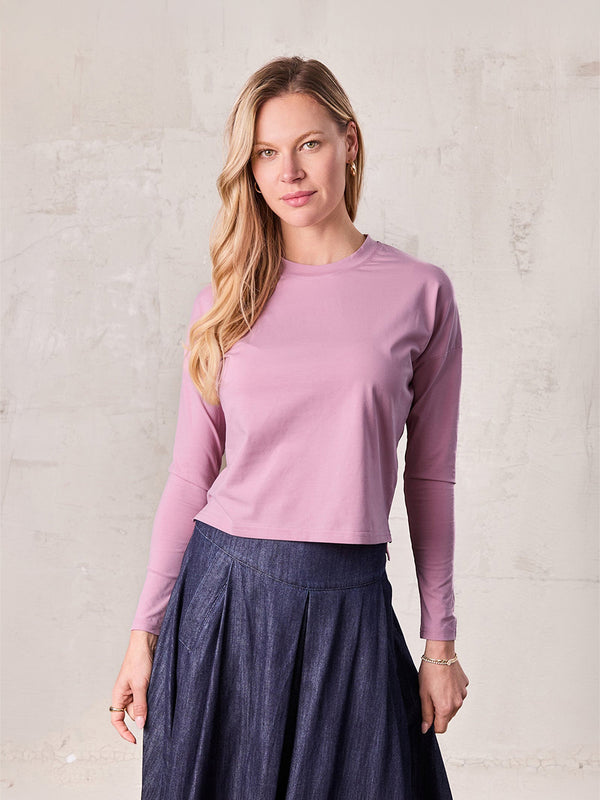 Cropped Boxy Tee-Mauve