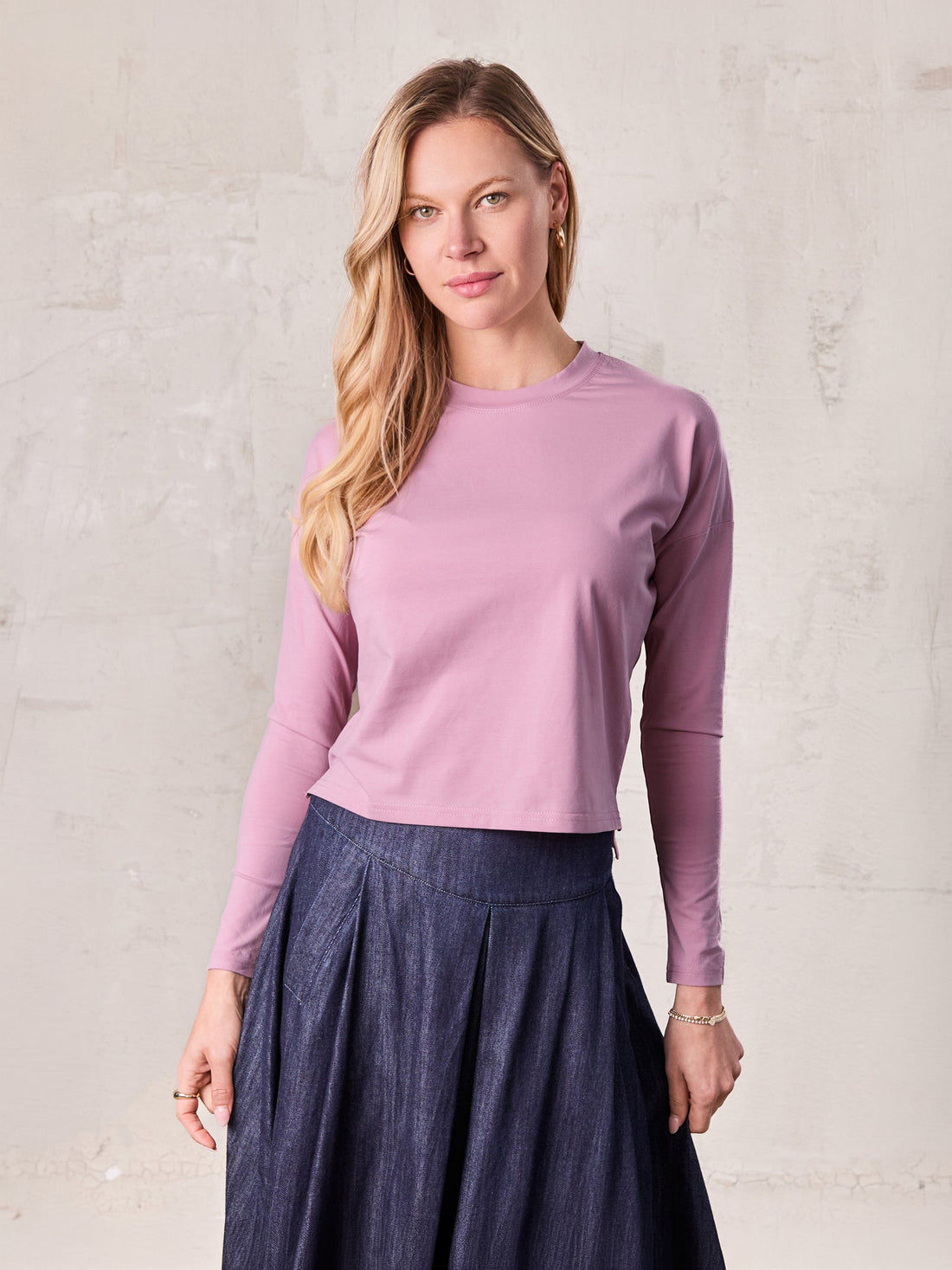 Cropped Boxy Tee-Mauve