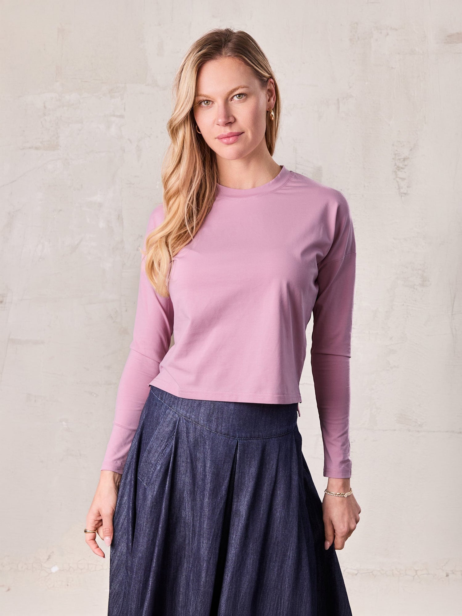 Cropped Boxy Tee-Mauve