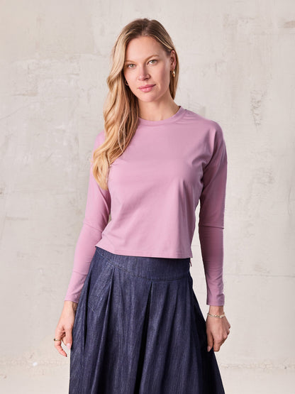 Cropped Boxy Tee-Mauve