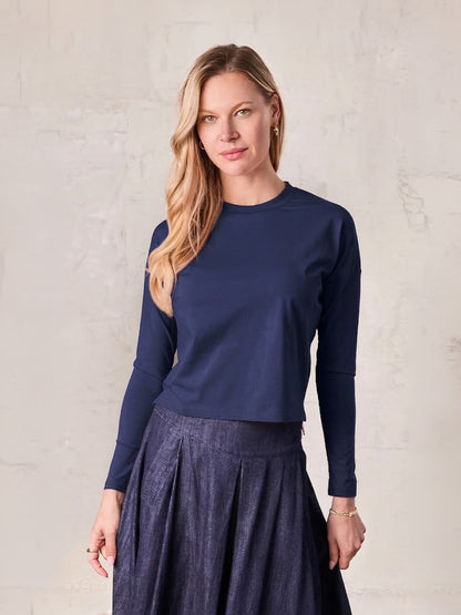 Cropped Boxy Tee-Navy