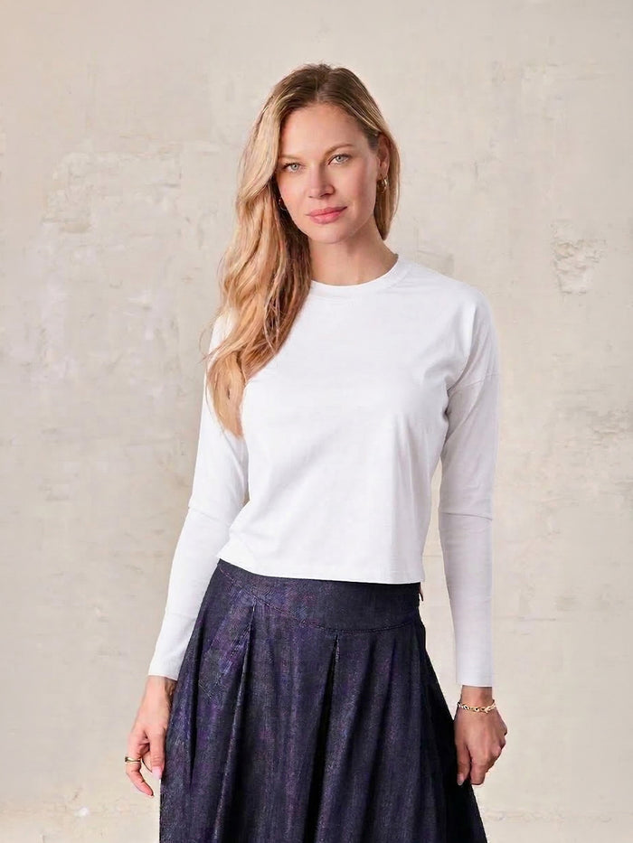 Cropped Boxy Tee-White