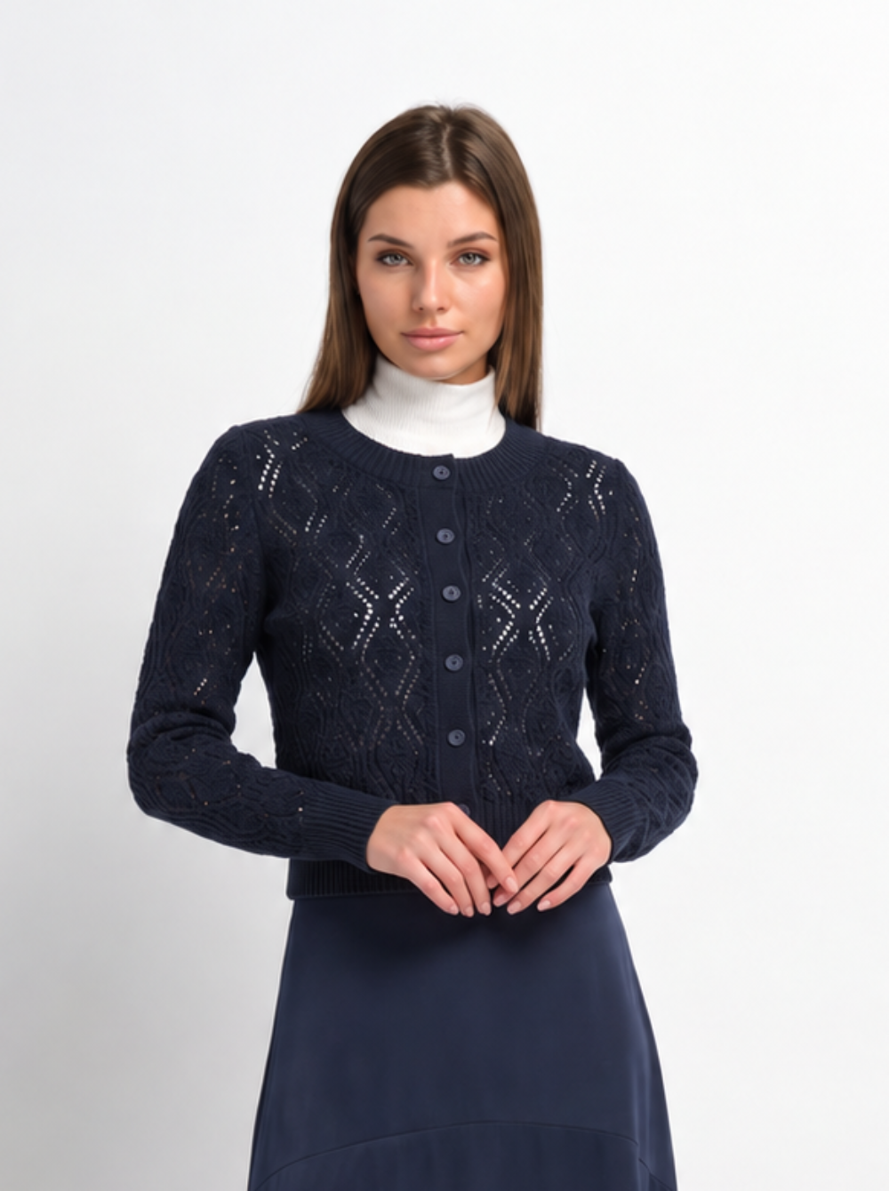 Crochet Cardigan - Navy