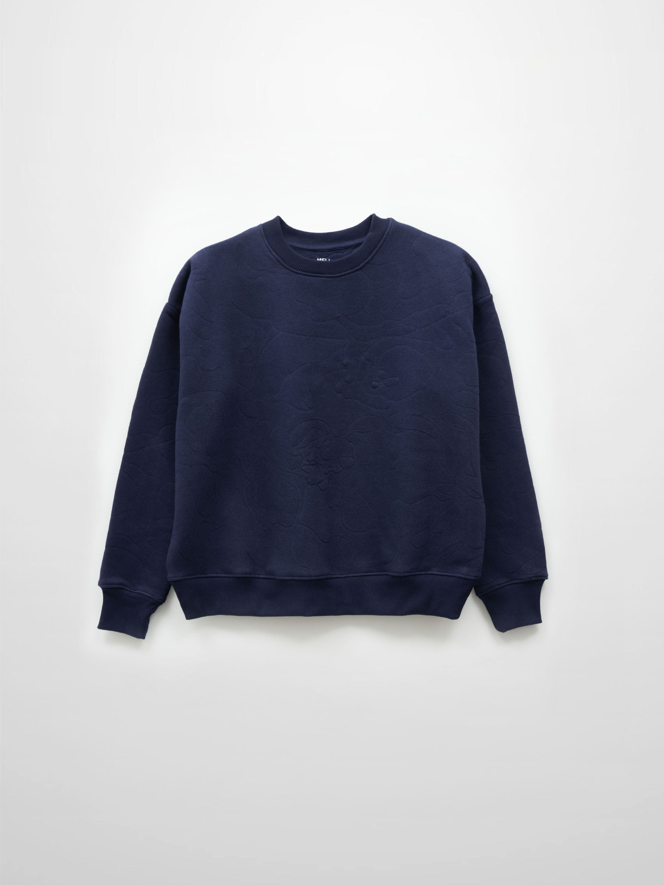 Embroidered Swirl Sweatshirt-Navy Blue