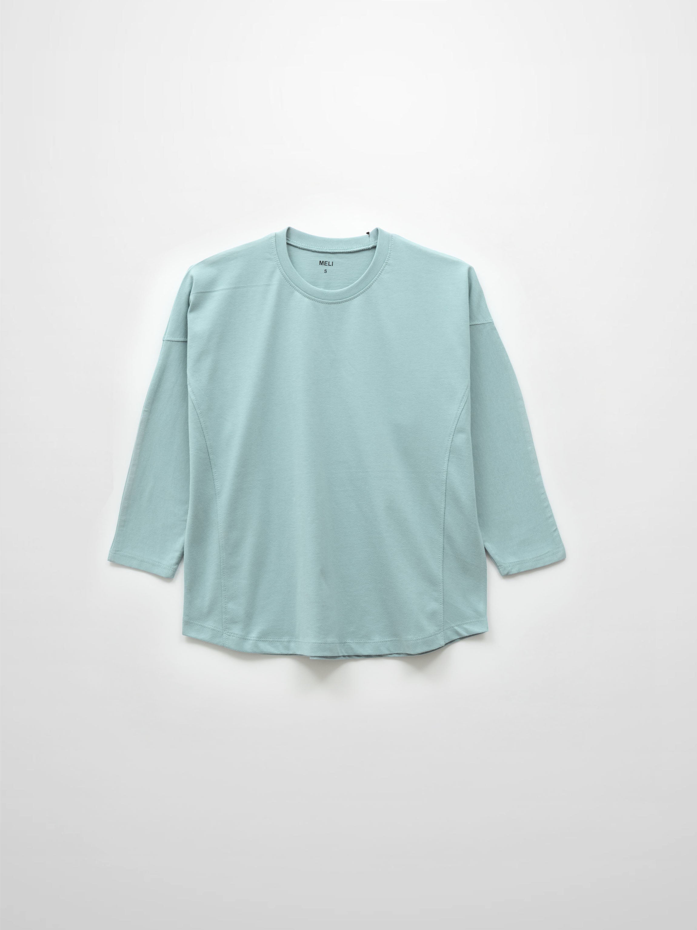 Side Seam Boxy Tee-Light Blue