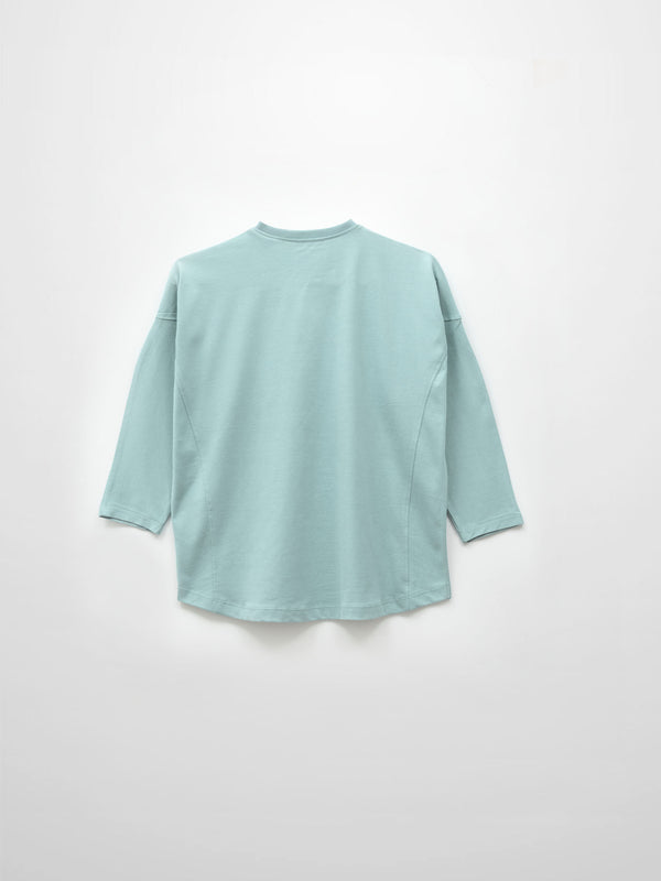 Side Seam Boxy Tee-Light Blue