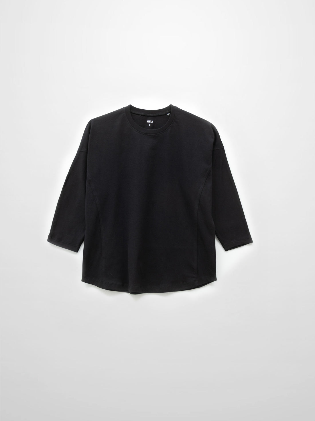 Side Seam Boxy Tee-Black