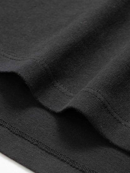 Side Seam Boxy Tee-Black