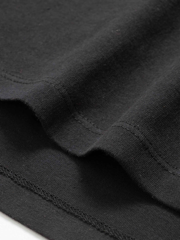 Side Seam Boxy Tee-Black