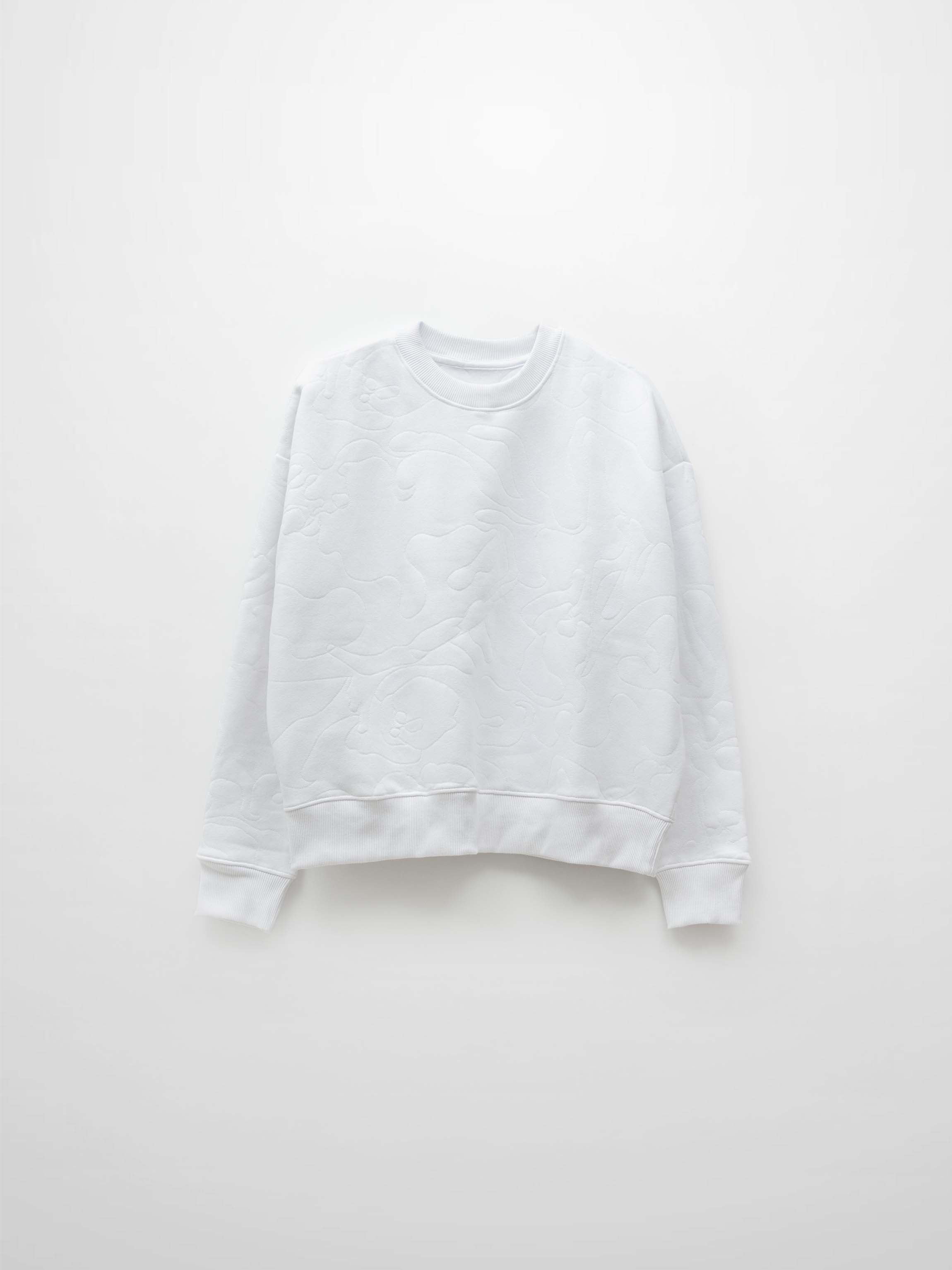 Embroidered Swirl Sweatshirt-White