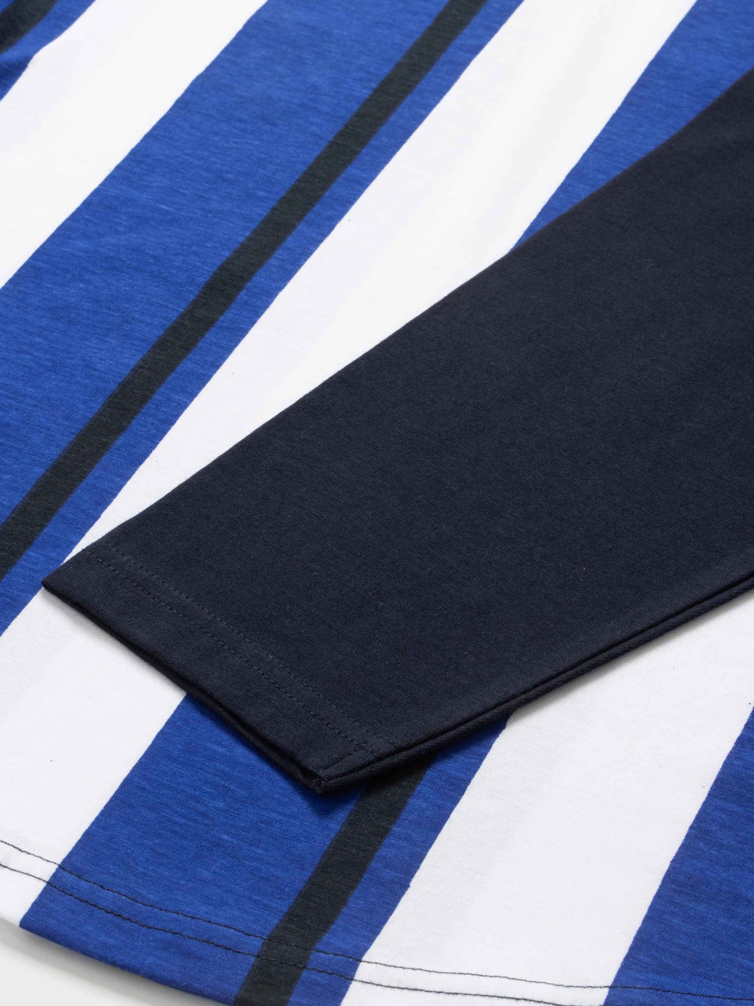 Mix Stripe Boxy Tee-Cobalt/Navy