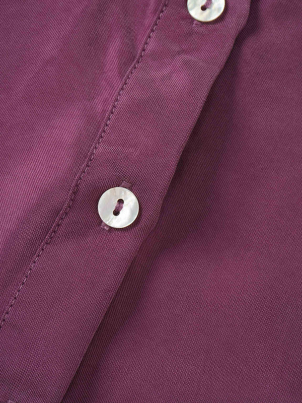 Dolman Sleeve Cupro Blouse-Eggplant