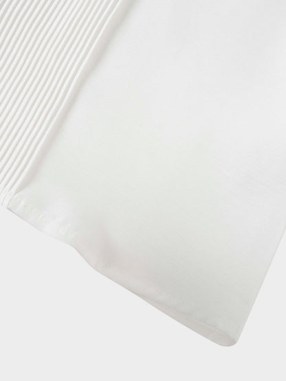 Pintuck Button Down Blouse-White
