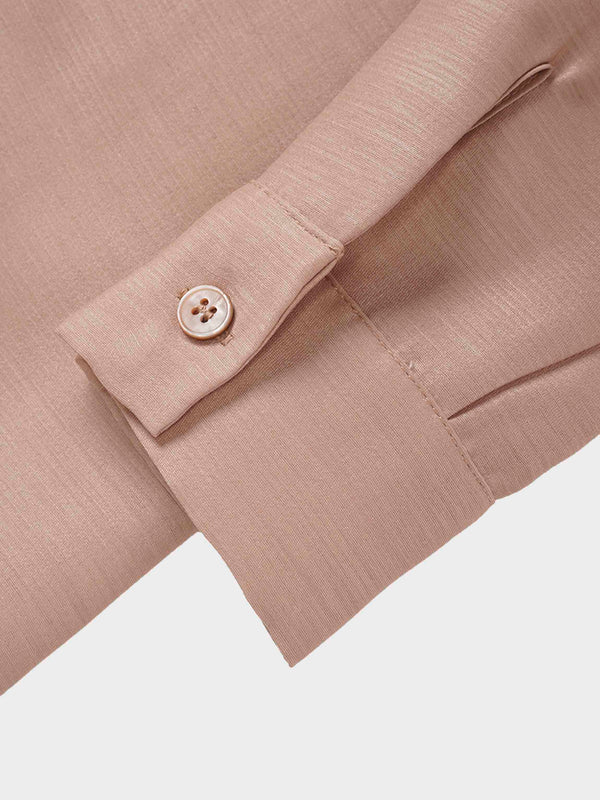 Pintuck Button Down Blouse-Champagne