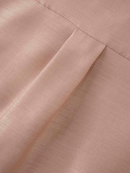 Pintuck Button Down Blouse-Champagne