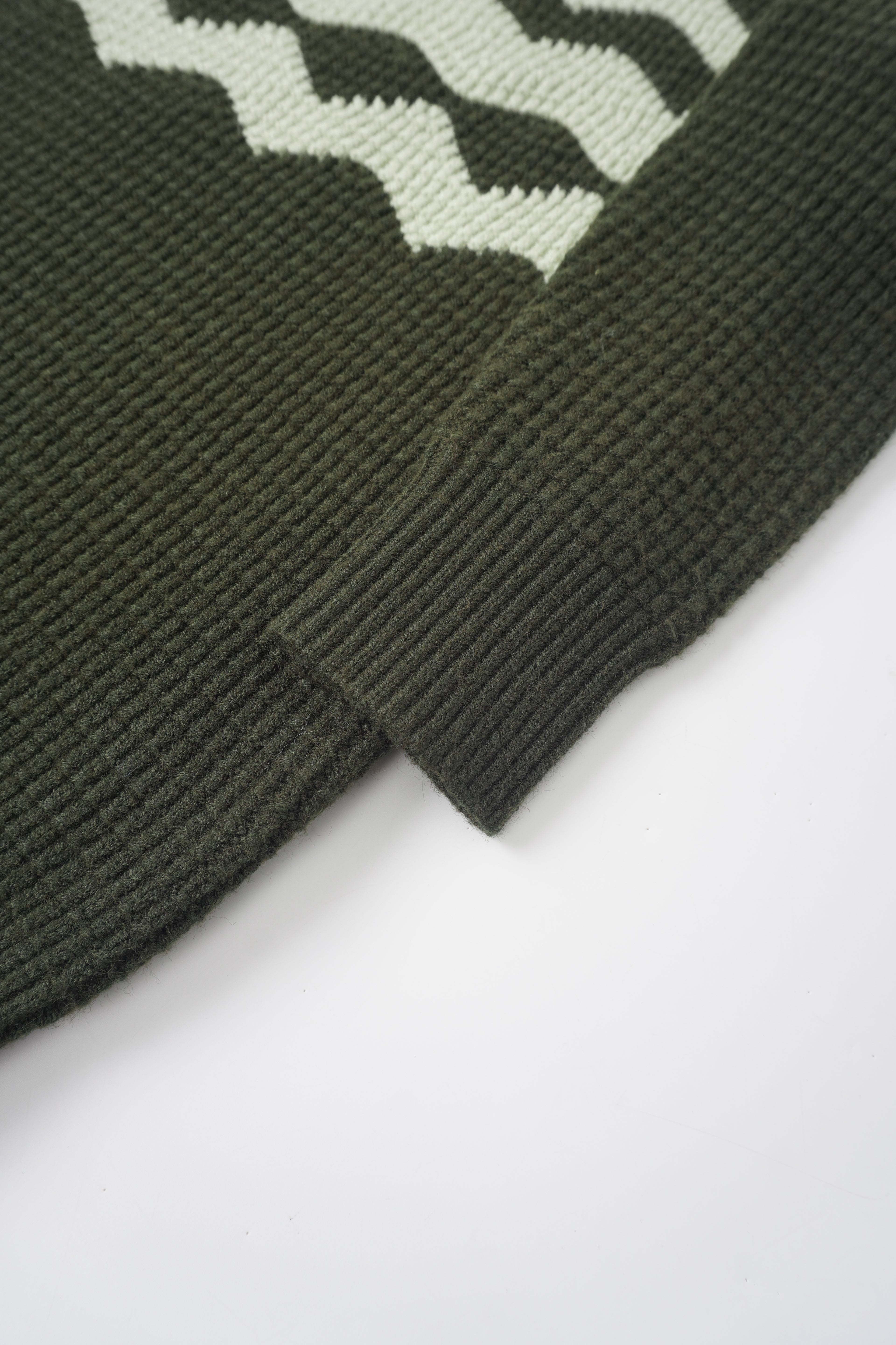 Waffle Designed Sweater - Dark Green/Light Green
