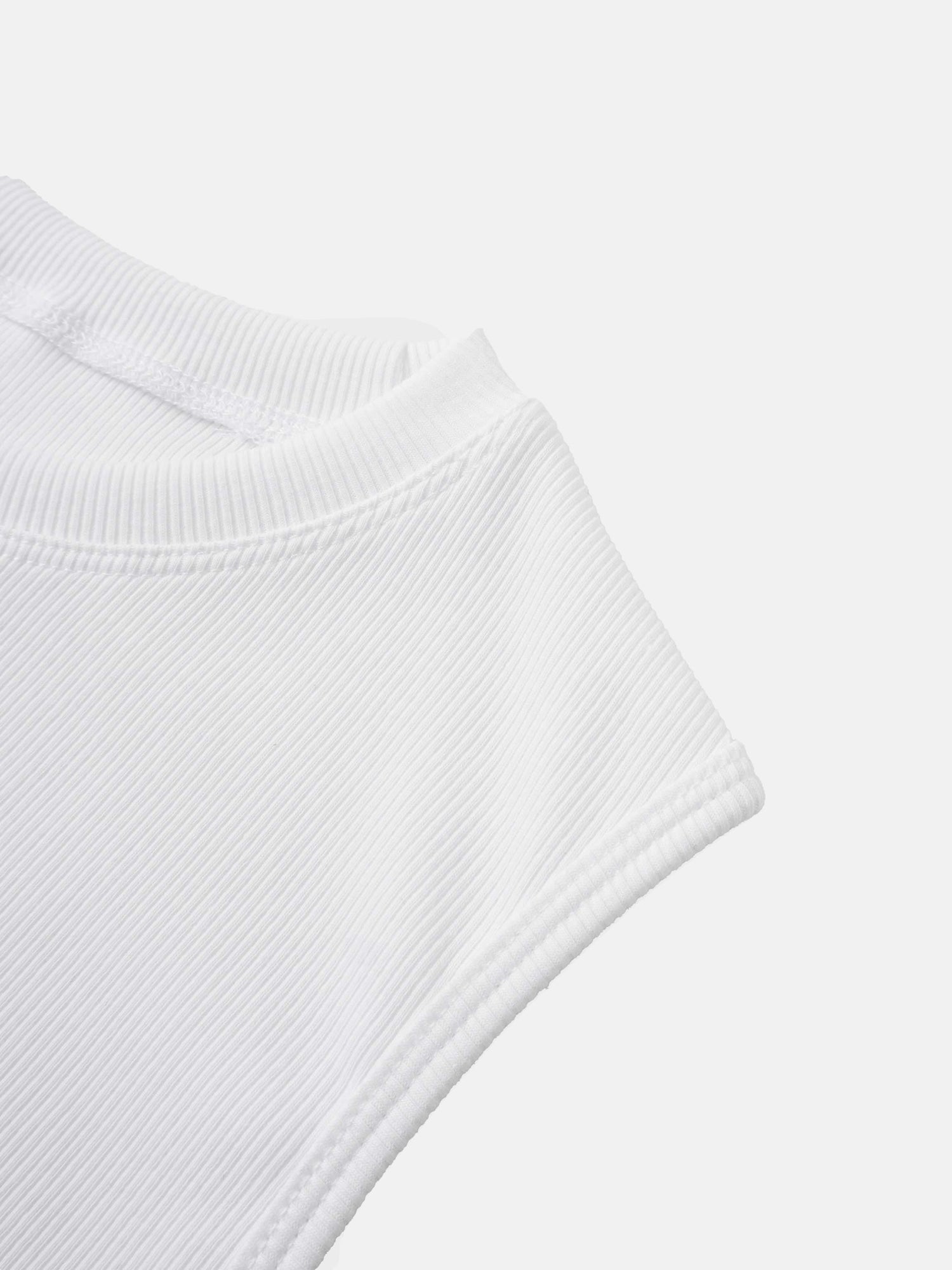 RIBBED CREW SLEEVELESS SHELL-WHITE