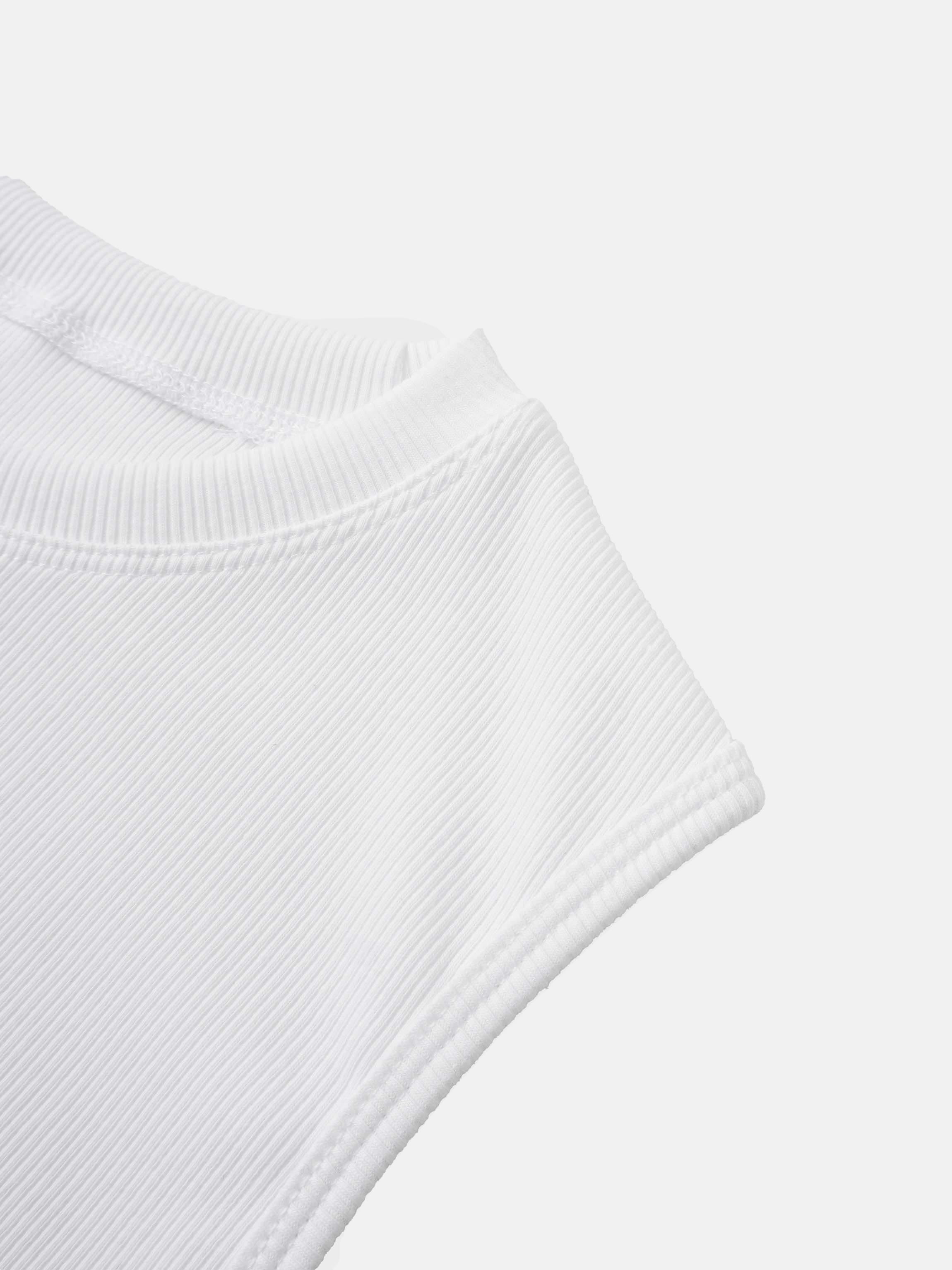 RIBBED CREW SLEEVELESS SHELL-WHITE