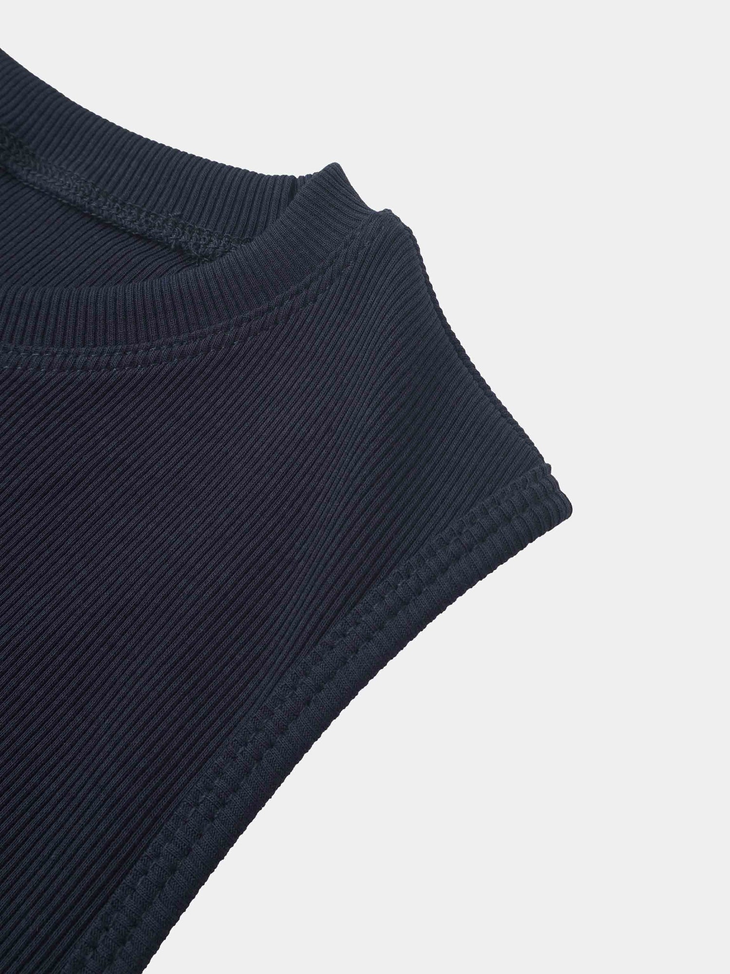 RIBBED CREW SLEEVELESS SHELL-NAVY