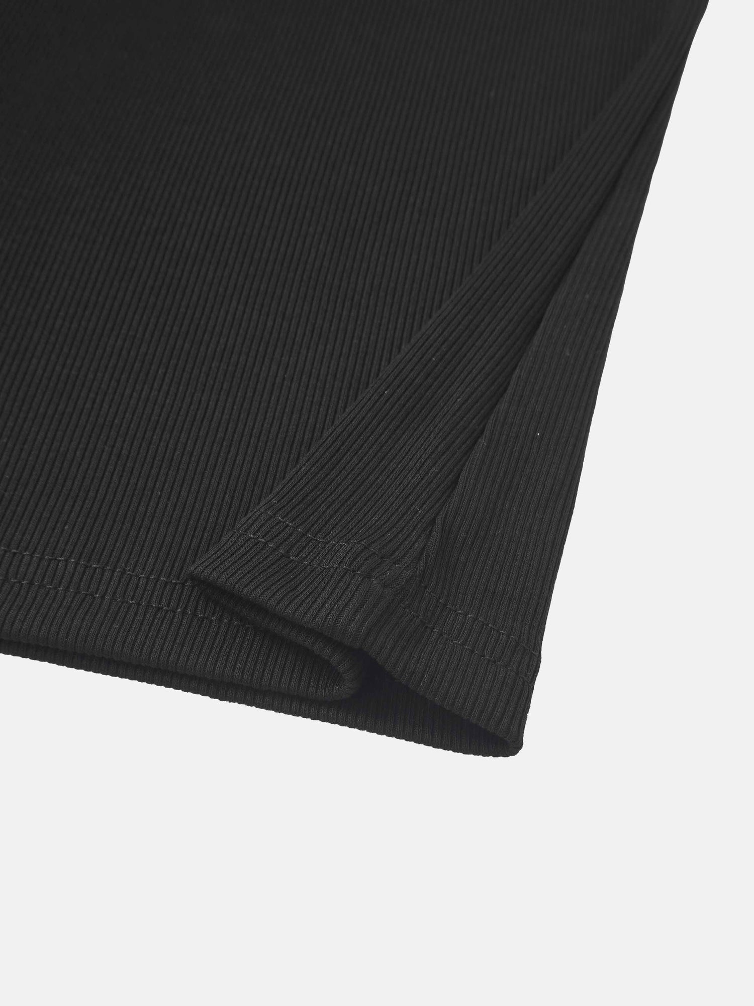 RIBBED CREW SLEEVELESS SHELL-BLACK