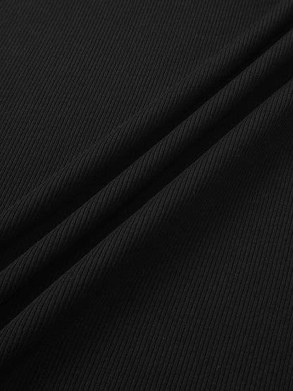 RIBBED CREW SLEEVELESS SHELL-BLACK