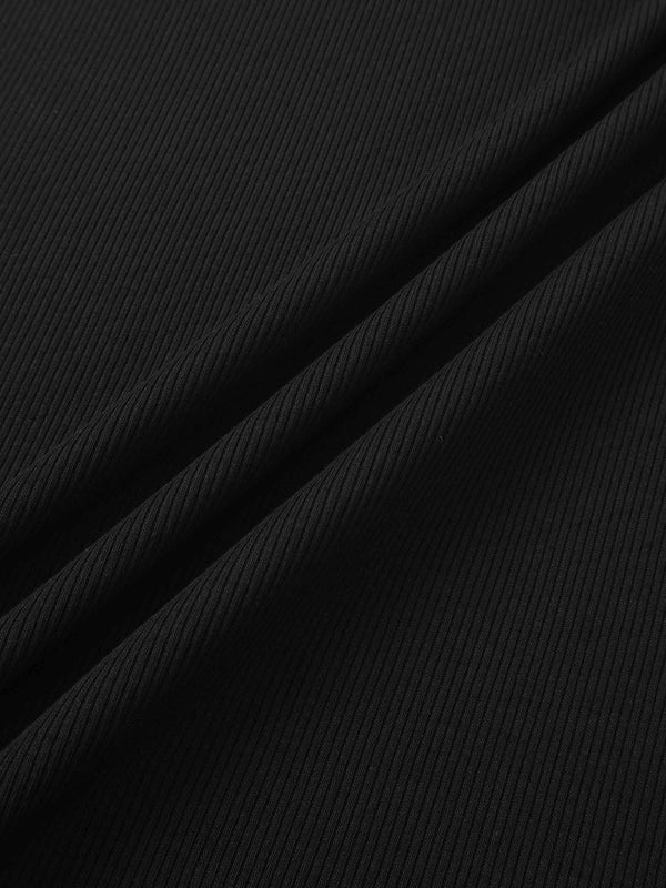 RIBBED CREW SLEEVELESS SHELL-BLACK