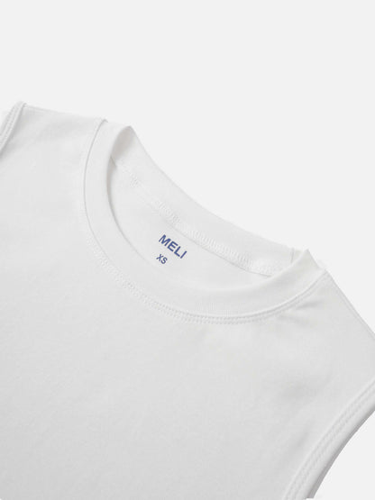 Sleeveless Basic Tee-White