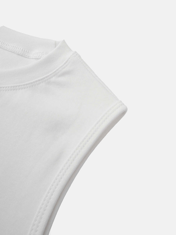 Sleeveless Basic Tee-White