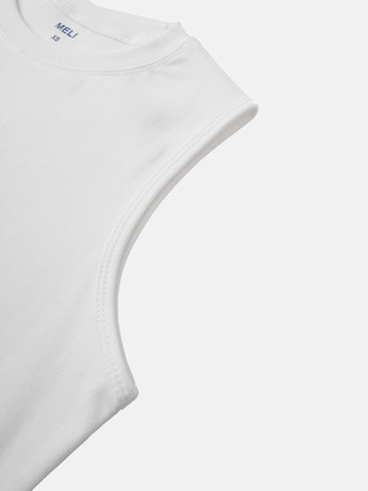 Sleeveless Basic Tee-White