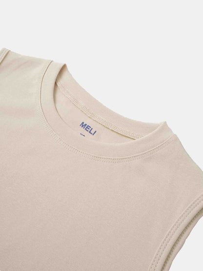 Sleeveless Basic Tee-Tan