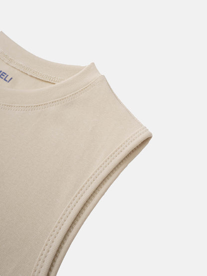 Sleeveless Basic Tee-Tan