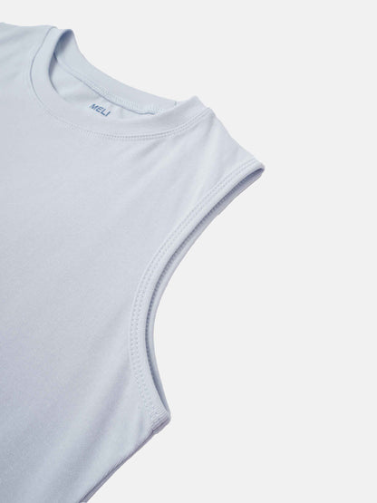 Sleeveless Basic Tee-Light Blue