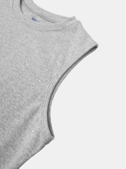 Sleeveless Basic Tee-Heathered Grey