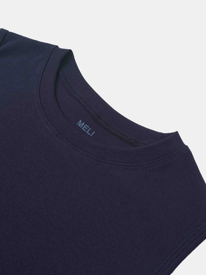 Sleeveless Basic Tee-Navy