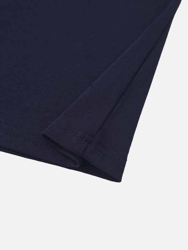 Sleeveless Basic Tee-Navy