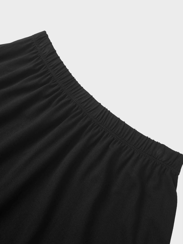 Elastic Waist Tshirt Skirt - Black 26"