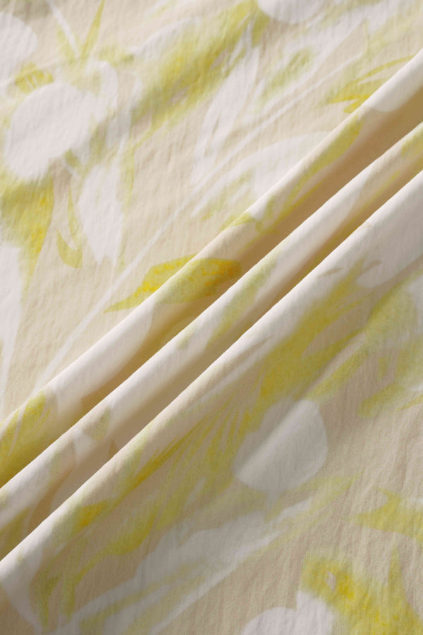 Printed Crinkle Slip Skirt-Yellow Floral