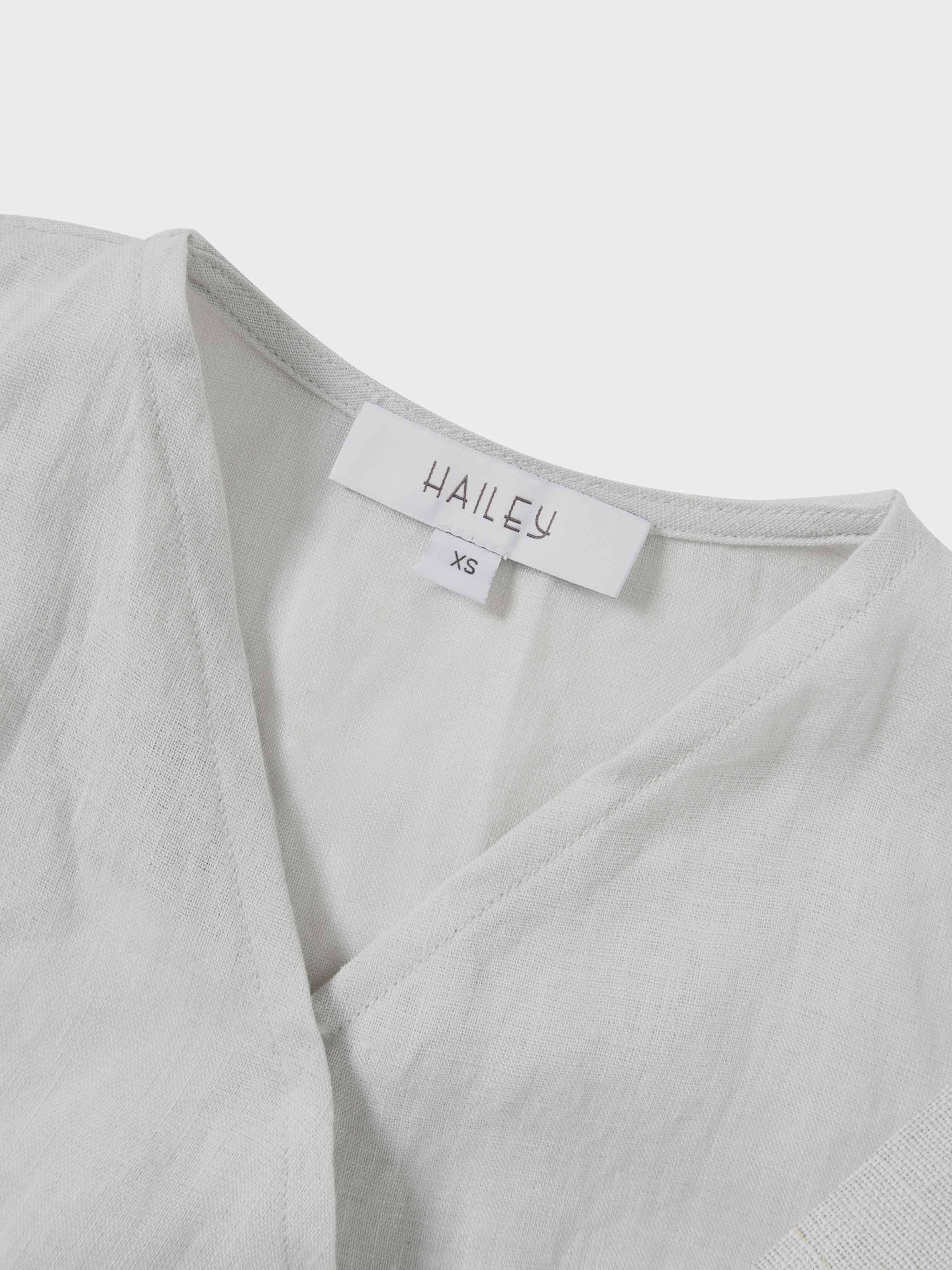 Crossover Linen Top-Grey