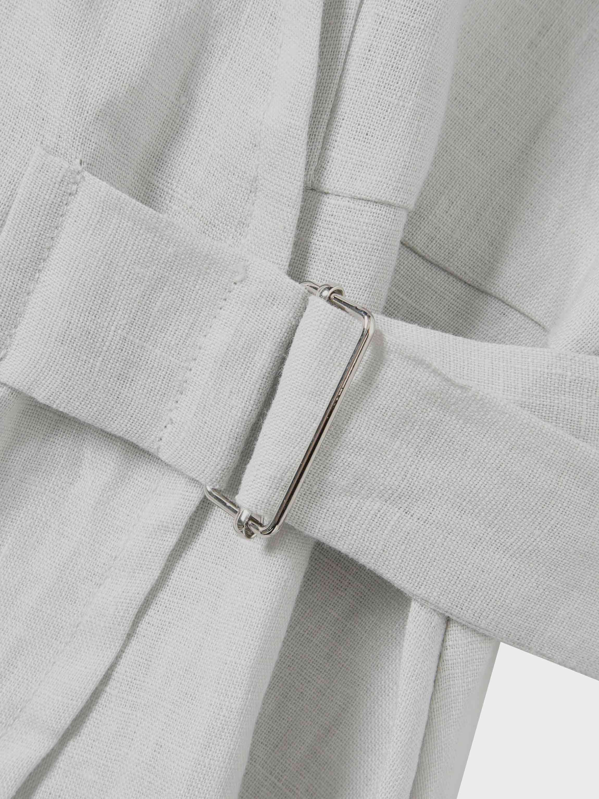 Crossover Linen Top-Grey