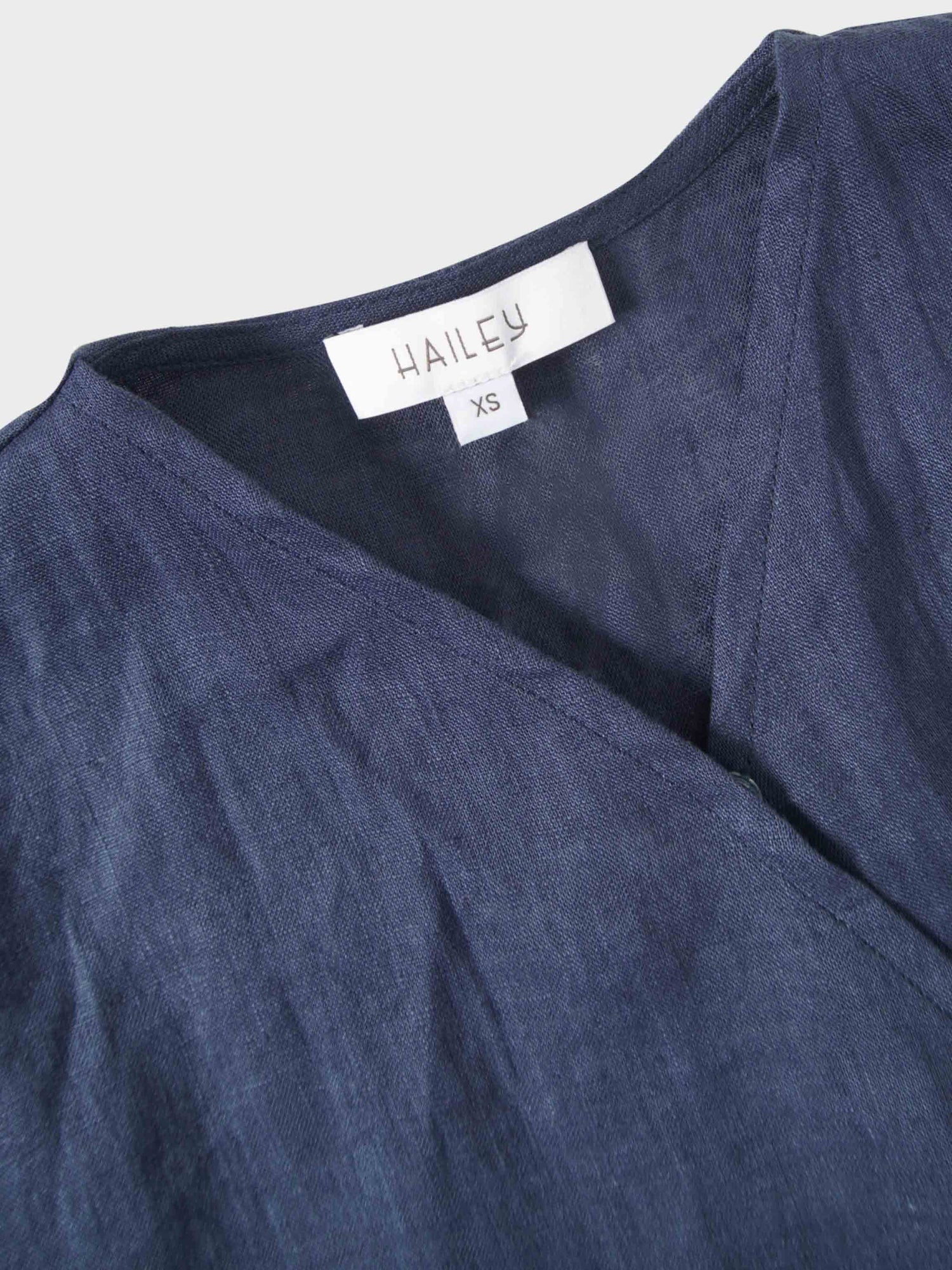 Crossover Linen Top-Navy