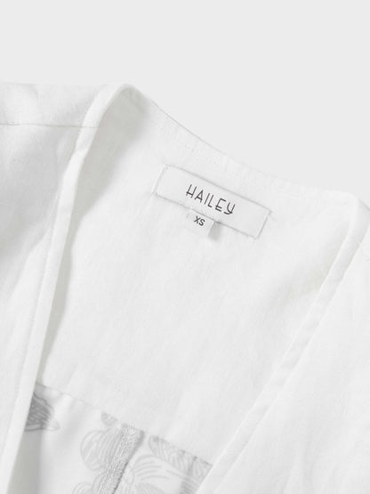 Silky Back Printed Blazer-White/Black