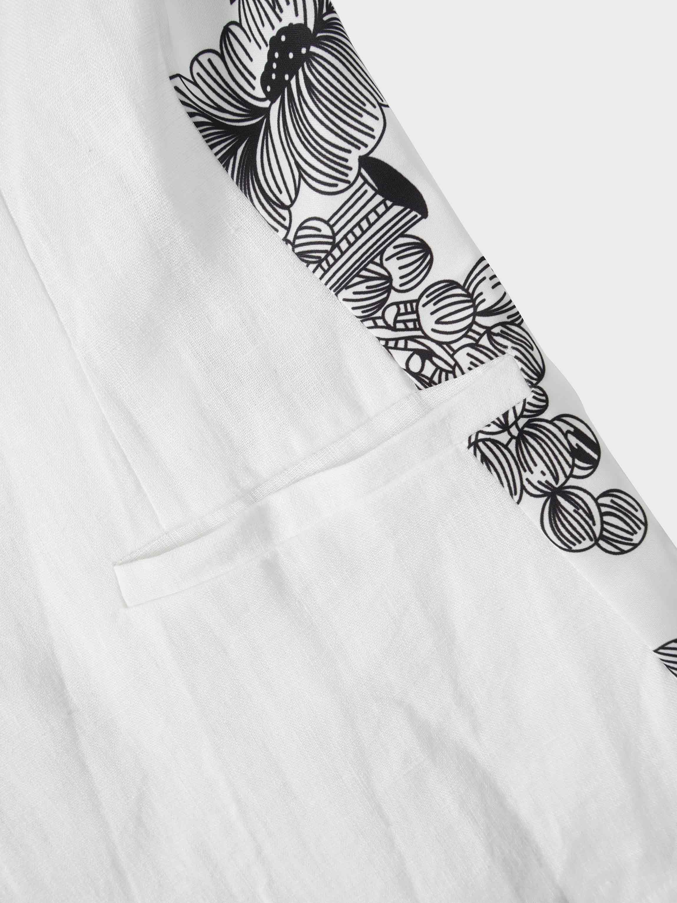 Silky Back Printed Blazer-White/Black