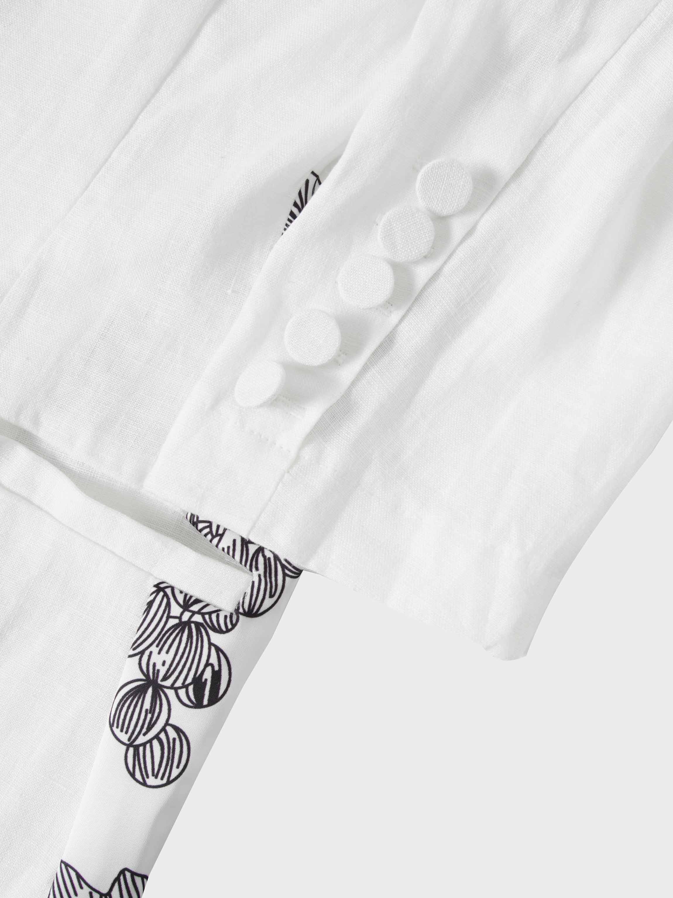 Silky Back Printed Blazer-White/Black